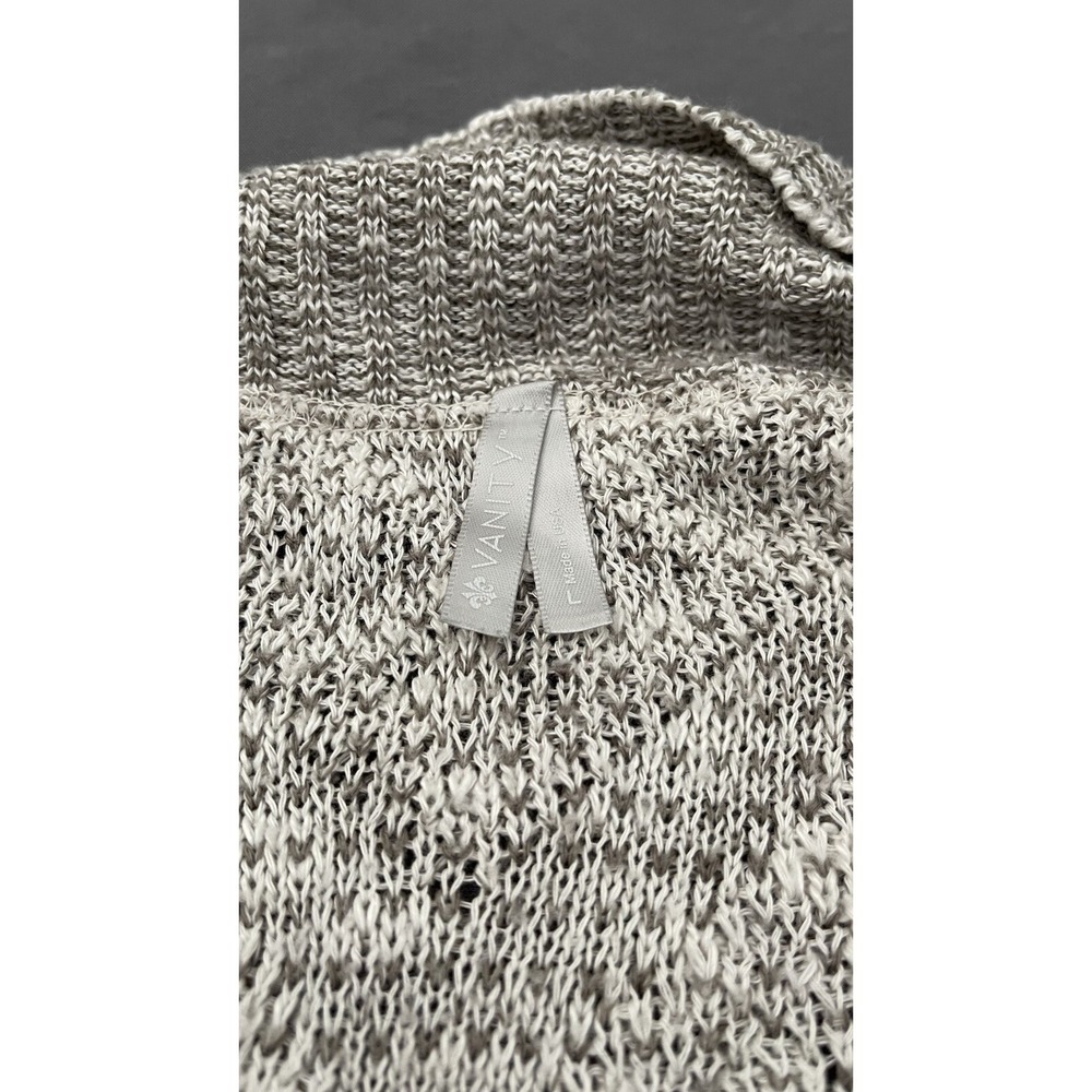Vanity Womens Large Brown/ Gray Open Front Cardigan Sweater Knit Long Sleeve - Picture 6 of 10